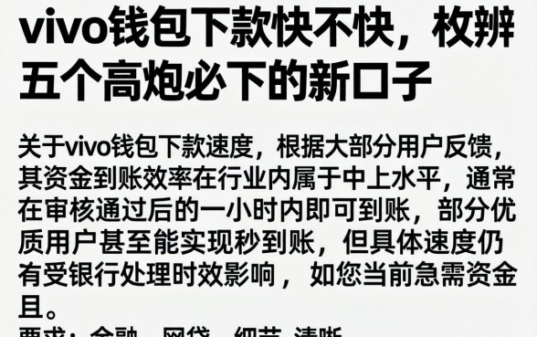 vivo钱包下款快不快，枚举五个高炮必下的新口子