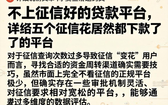 不上征信好的贷款平台，详尽说明五个征信花居然都下款了的平台