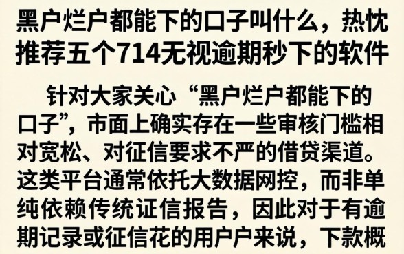 黑户烂户都能下的口子叫什么，热忱推荐五个714无视逾期秒下的软件