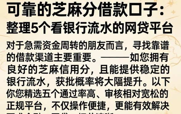 可靠的芝麻分借款口子，整理5个看银行流水的网贷平台