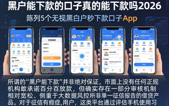 黑户能下款的口子真的能下款吗2026，陈列5个无视黑白户秒下款口子app
