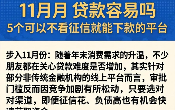 11月份 贷款容易吗，整合5个可以不看征信就能下款的平台