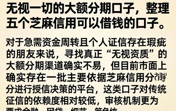 无视一切的大额分期口子，整理五个芝麻信用可以借钱的口子