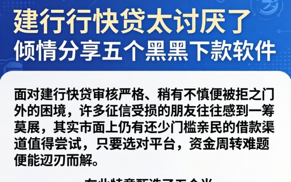 建行的快贷太讨厌了,倾情分享五个黑户下款软件