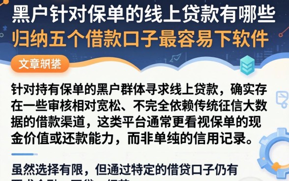 黑户针对保单的线上贷款有哪些，归纳五个借款口子最容易下软件