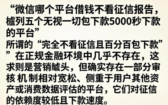 微信哪个平台借钱不看征信报告，胪列五个无视一切包下款5000秒下款的平台