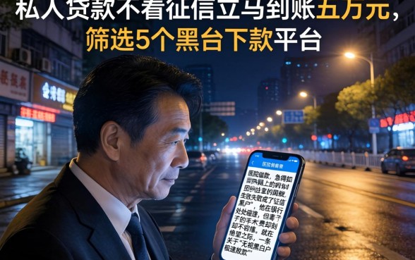 私人贷款不看征信立马到账五万元，筛选5个黑户下款平台