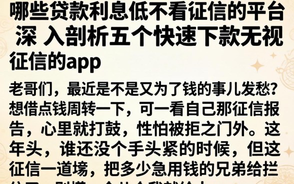 哪些贷款利息低不看征信的平台,深入剖析五个快速下款无视征信的app