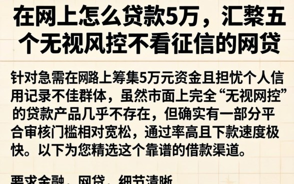 在网络上怎么贷款5万，汇整五个无视风控不看征信的网贷
