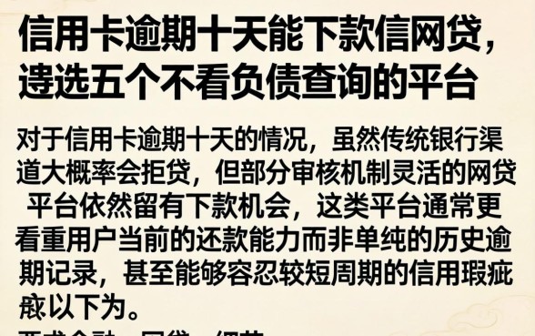 信用卡逾期十天能下款的网贷,遴选五个不看负债查询的平台