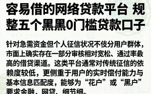 容易借的网络贷款平台，规整五个黑户0门槛贷款口子