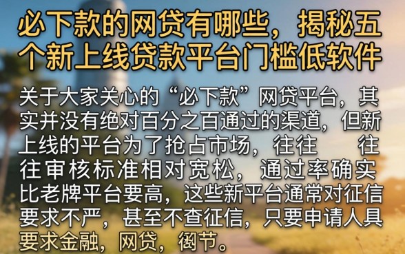 必下款的网贷有哪些,揭秘五个新上线贷款平台门槛低软件