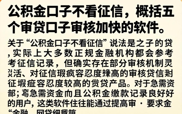 公积金口子不看征信,概括五个审贷口子审核加快的软件