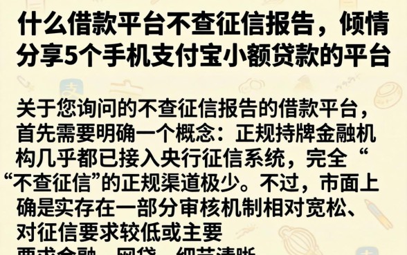 什么借款平台不查征信报告，倾情分享5个手机支付宝小额贷款的平台
