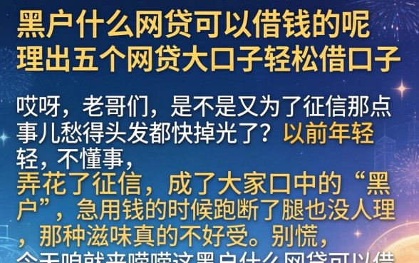黑户什么网贷可以借钱的呢，理出五个网贷大口子轻松借口子
