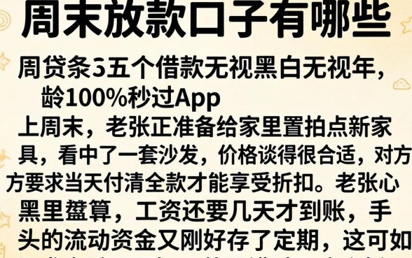 周末放款的口子有哪些，条列五个借款无视黑白无视年龄100%秒过app