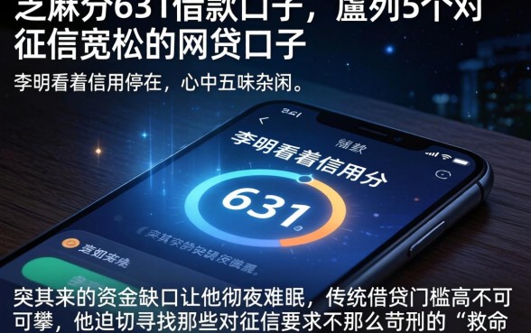 芝麻分631借款口子，胪列5个对征信宽松的网贷口子