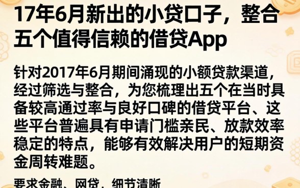 17年6月新出的小贷口子，整合五个值得信赖的借贷app