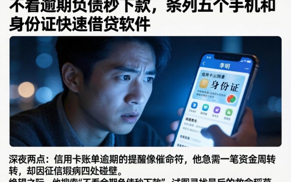 不看逾期负债秒下款,条列五个手机和身份证快速借钱软件