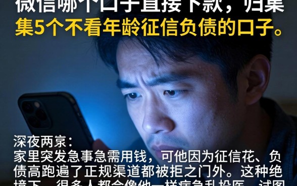 微信哪个口子直接下款，归集5个不看年龄征信负债的口子