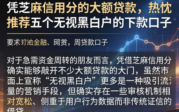 凭芝麻信用分的大额贷款，热忱推荐五个无视黑白户的下款口子