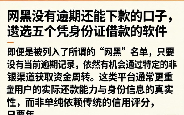 网黑没有逾期还能下款的口子,遴选五个凭身份证借款的软件