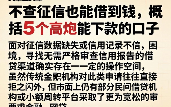 不查征信也能借到钱，概括5个高炮能下款的口子