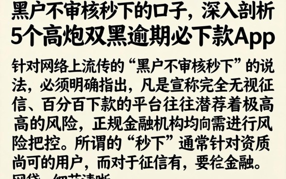 黑户不审核秒下的口子,深入剖析5个高炮双黑逾期必下款app