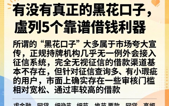 有没有真正的黑花口子，胪列5个靠谱借钱利器