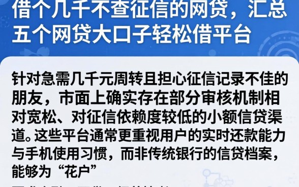 借个几千不查征信的网贷，汇总五个网贷大口子轻松借平台