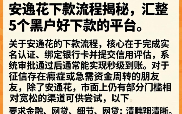 安逸花下款流程揭秘，汇整5个黑户好下款的平台