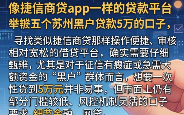 像捷信商贷app一样的贷款平台，枚举五个苏州黑户贷款5万的口子