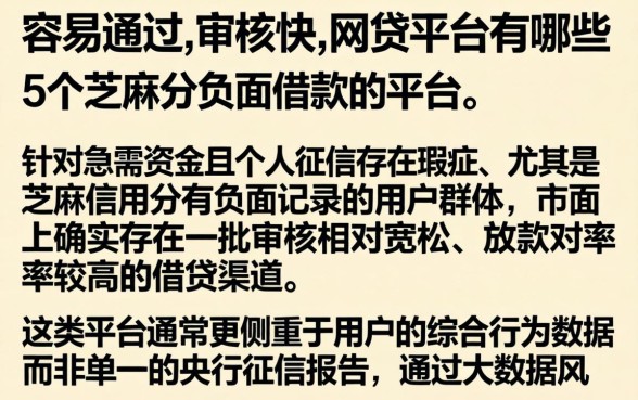 容易通过,审核快的网贷平台有哪些，详细阐述5个芝麻分负面借款的平台