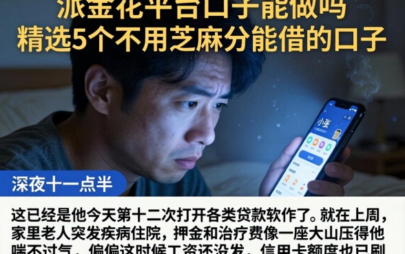 派金花平台口子能做吗，精选5个不用芝麻分能借的口子
