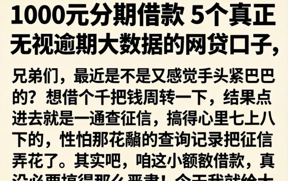 1000元分期借款，详细阐述5个真正无视逾期大数据的网贷口子