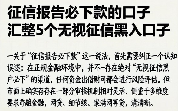 征信报告必下款的口子,汇整5个无视征信黑户口子