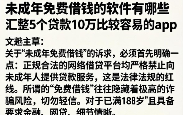 未成年免费借钱的软件有哪些,汇整5个贷款10万比较容易的app
