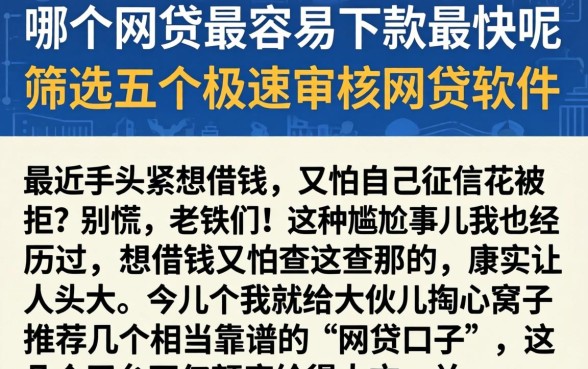 哪个网贷最容易下款最快呢，筛选五个极速审核的网贷软件