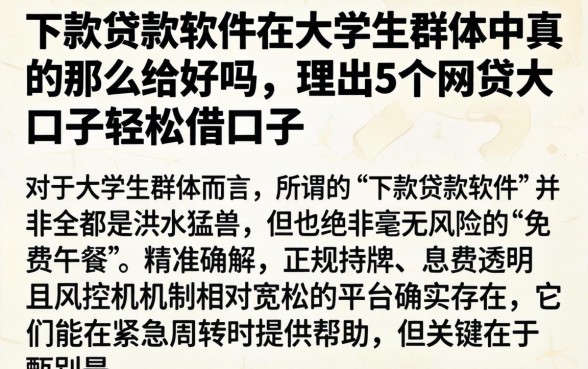 下款贷款软件在大学生群体中真的那么好吗，理出5个网贷大口子轻松借口子