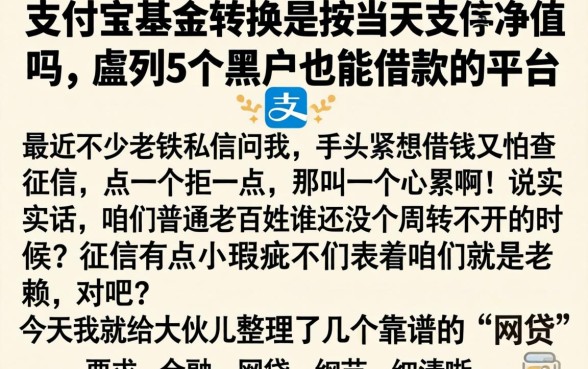 支付宝基金转换是按当天的净值吗,胪列5个黑户也能借款的平台