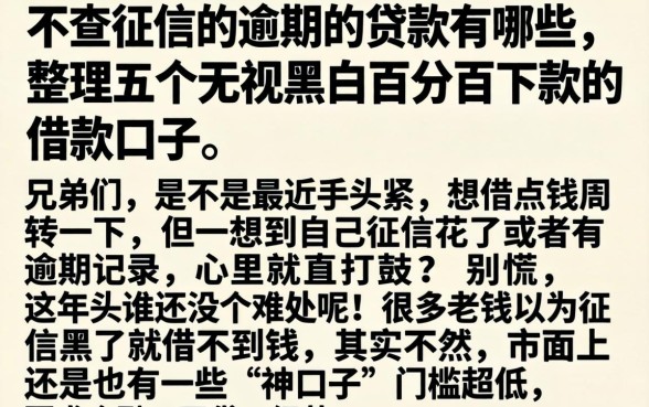 不查征信的逾期的贷款有哪些,整理五个无视黑白百分百下款的借款口子