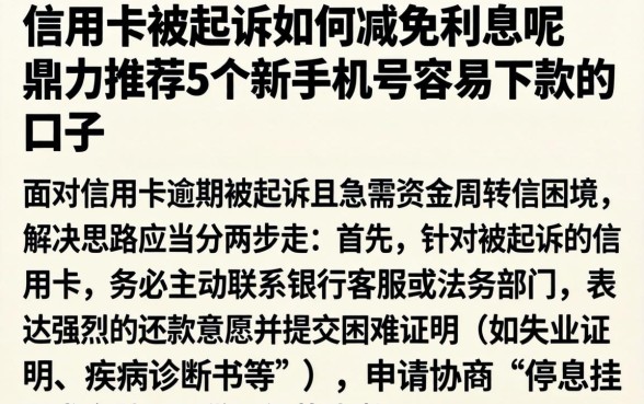 信用卡被起诉如何减免利息呢，鼎力推荐5个新手机号容易下款的口子
