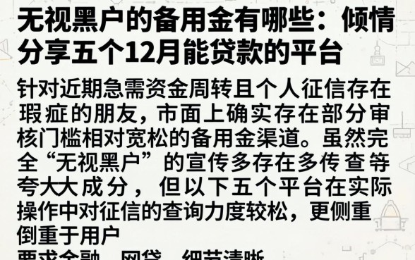 无视黑户的备用金有哪些,倾情分享五个12月能贷款的平台