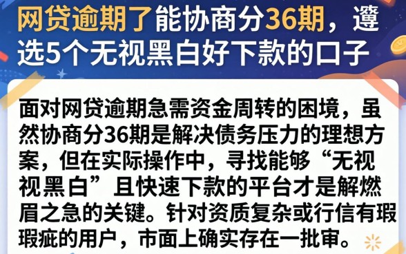 网贷逾期了能协商分36期，遴选5个无视黑白好下款的口子