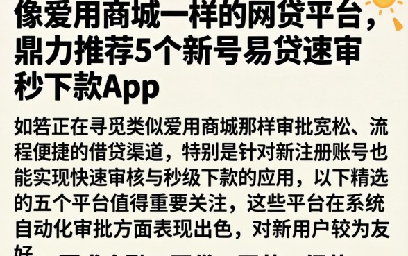 像爱用商城一样的网贷平台，鼎力推荐5个新号易贷速审秒下款app