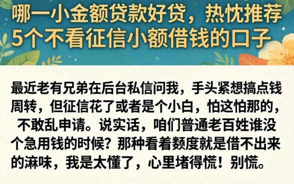 哪一个小额贷款好贷，热忱推荐5个不看征信小额借钱的口子