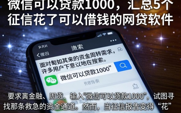 微信可以贷款1000，汇总5个征信花了可以借钱的网贷软件