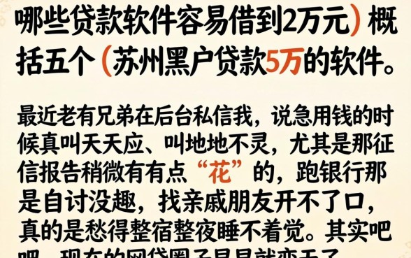 哪些贷款软件容易借到2万元,概括五个苏州黑户贷款5万的软件