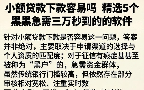 小额贷款下款容易吗，精选5个黑户急需三万秒到的的软件