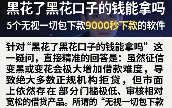 黑花了黑花口子的钱能拿吗，详细阐述5个无视一切包下款5000秒下款的软件